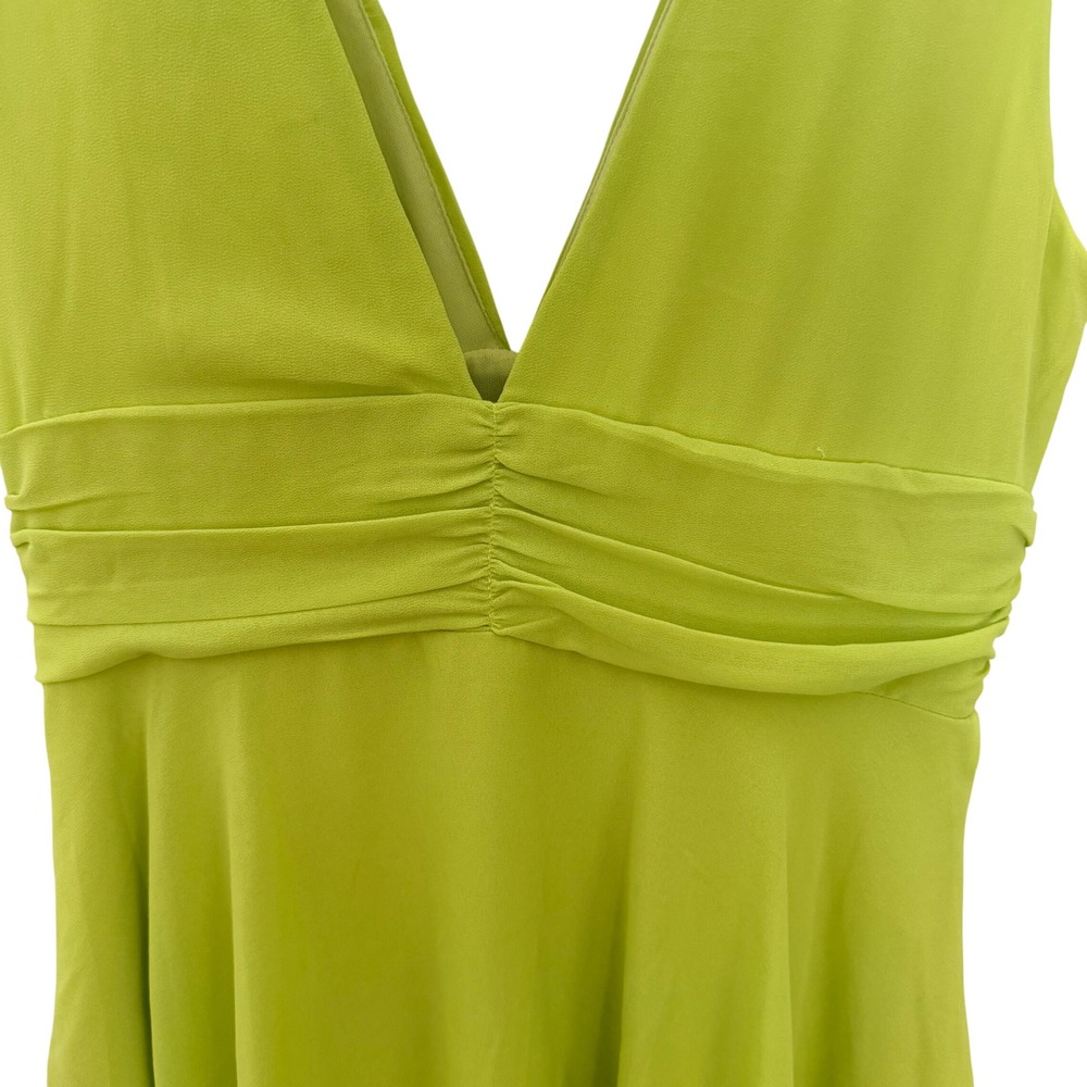 Lulu's Neon Lime Tiered V-Neck Prom Dress - Picture 13 of 16